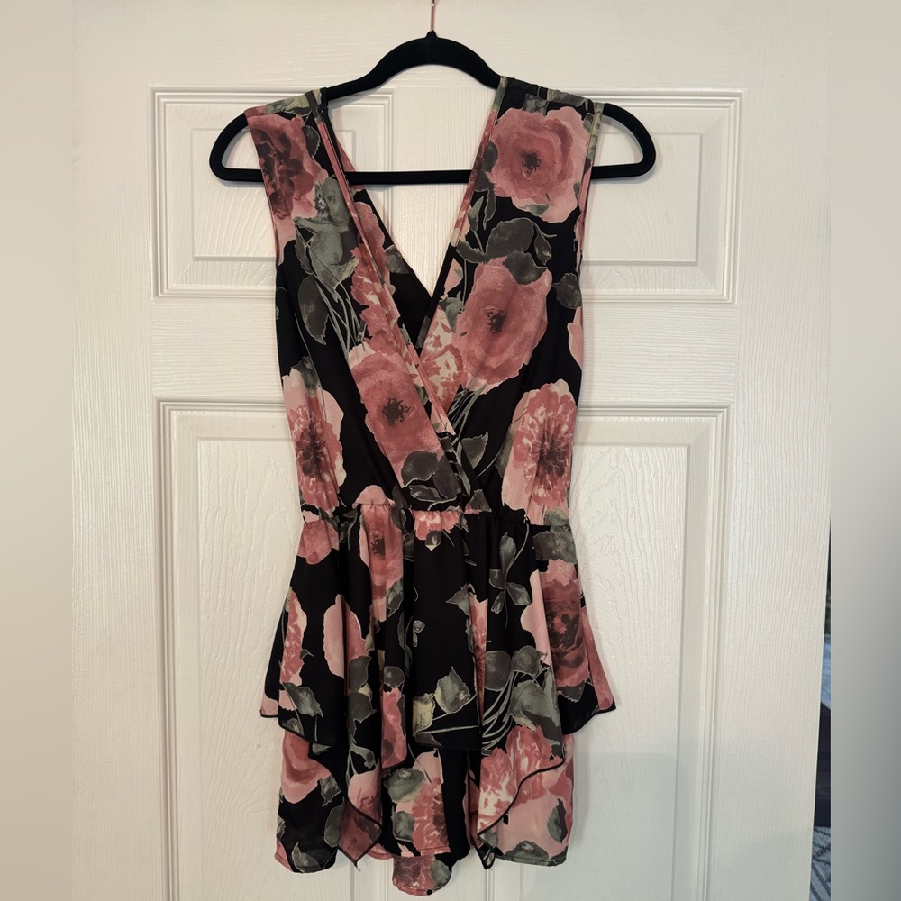 Dressy black floral romper